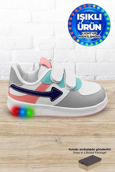 Beınsteps Girl's Lighted Sports Shoes Sneaker Ice Pink