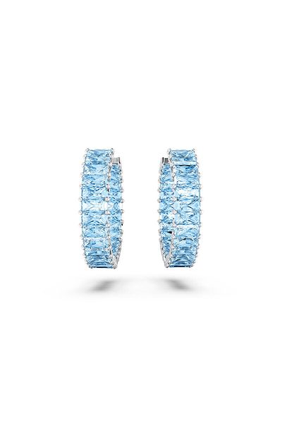 Swarovski 5659037 Earring Matrix:pe Hoop Baguette Earrings Acqua Blu/rhs