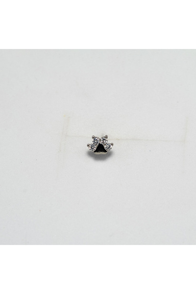 Piercing by Sever Kedi Köpek Patisi Çelik Piercing… Gümüş/Silver Renkli ve Şeffaf Taşlı (TRAGUS HELIX CONCH FLAT)