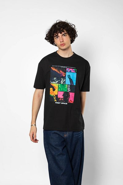 Sekizbiraltı Μαύρο μπλουζάκι Unisex με στάμπα First Space