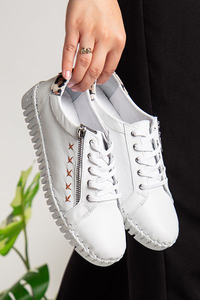 morscho Genuine Leather Leopard Pattern Detailed Women's Orthopedic Shoes