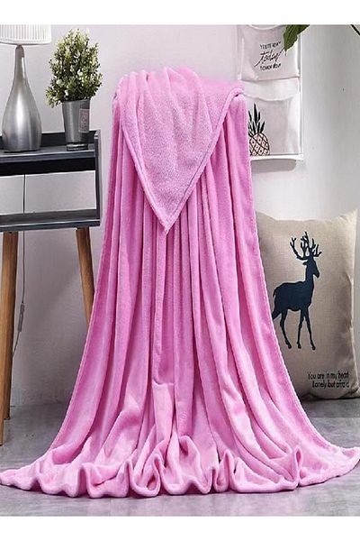 RISHAHOME Single Size Flannel Fleece Blanket – 150x200cm, Pink, Soft, All-Season, Fleece Throw