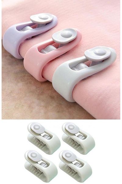 Pisicik 4 Pieces of Latched Quilt Blanket Fixing Clip Your Quilt Fixed Stepping Tool Duvet Cover Holder