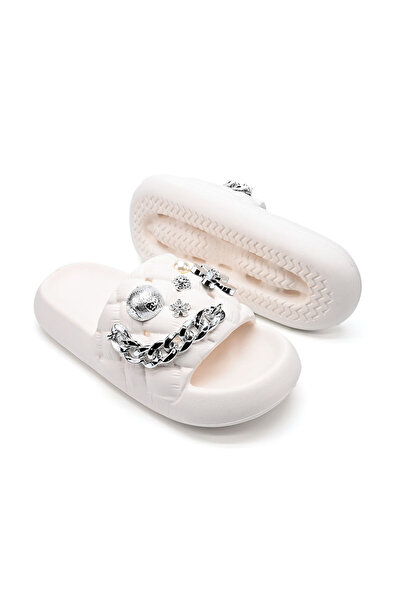 Tmall Women's Casual Slippers, Foam, With Accessories, Lightweight, Sa38, White