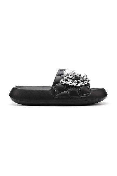 Tmall Women's Casual Slippers, Foam, With Accessories, Lightweight, Sa38, Black