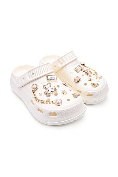Tmall Women's Slippers, With Platform And Accessories, Foam, Pd1038, White