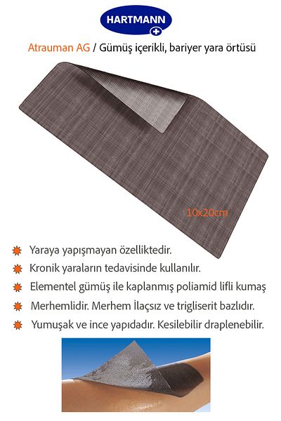 Hartmann Atrauman Ag 10 X 20 سم غطاء العناية بالجروح باللون الفضي (قطعة واحدة) Aplus-4049500586436