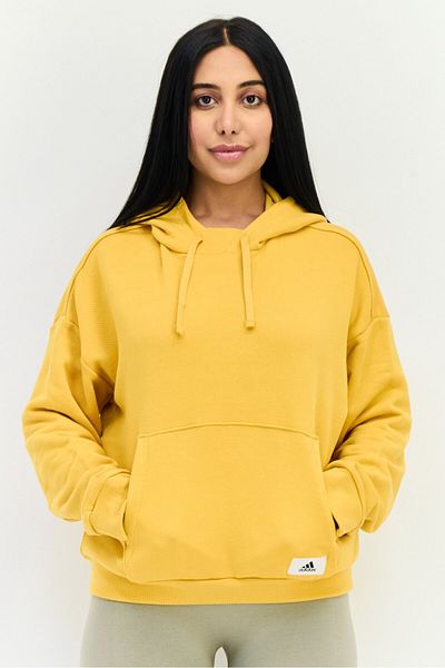 adidas Women Sportswear Fit Long Sleeves Outdoor Sweatshirt, Mustard