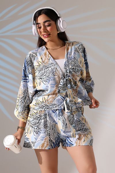 forte bella Ethnic Pattern Multi Bottom-Top Shorts Set