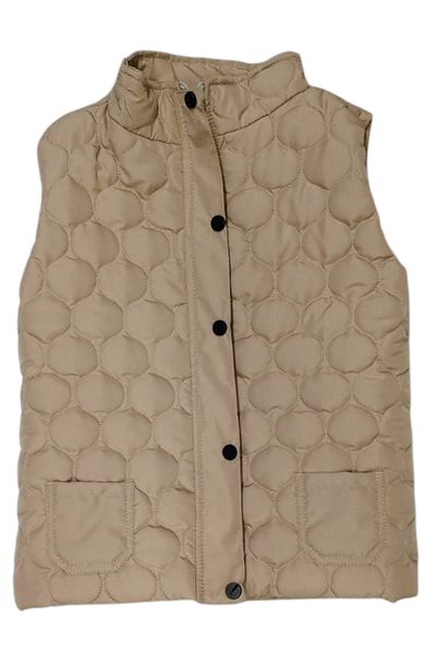 İrem Çocuk Giyim Boy's Quilted Patterned Beige Puffer Vest with Zipper Closure