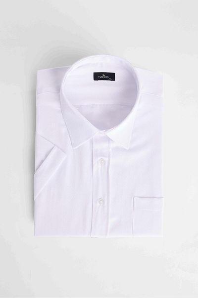 Tudors Men's Big Size Plus Size Short Sleeve Cotton Single Pocket Dobby Shirt
