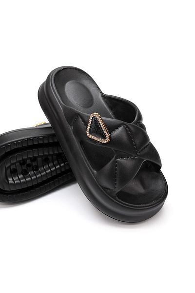 Tmall Women's Slippers, With Platform And Accessories, Foam, Pd1039, Black