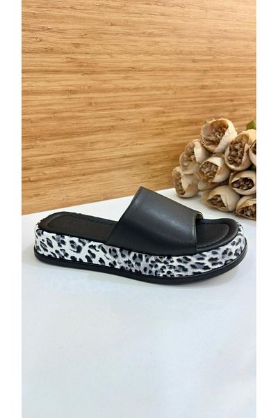 Sinem Çeyiz Efsun 2128 women's leopard patterned thick sole slippers