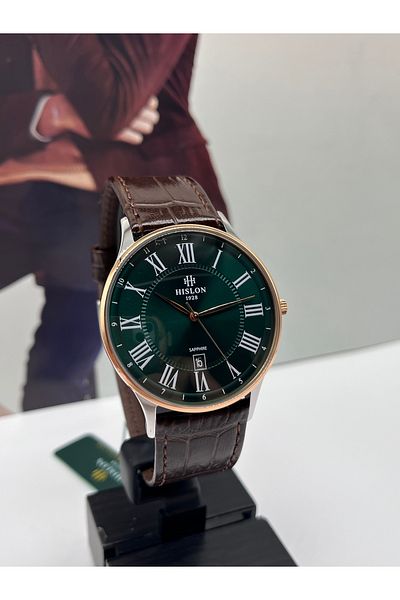 Hislon Classic Leather Strap Men's Wristwatch 3 Atm Waterproof