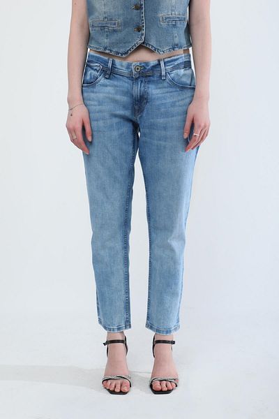 Bluewhite Pantaloni de damă din Lycra Straight Fit Jeans Albastru