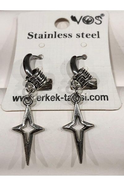 Bijutek Stainless Steel Men's Steel Patterned and Dangle Earrings