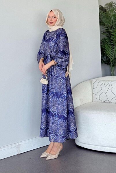 Şulemoda Giyim Μπλε φόρεμα από μαρούνι σατέν