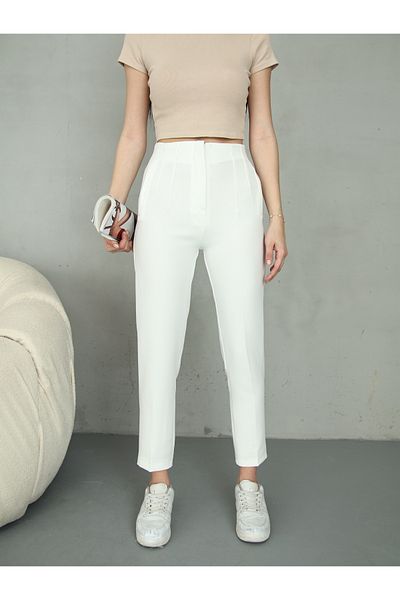 alanora Women's High Waist Collared Fabric Pants