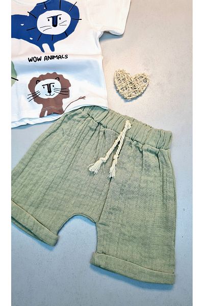 CemBebe Baby Boy Lion Patterned Shorts Eid Summer Suit