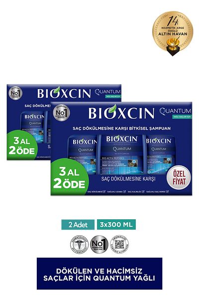 Bioxcin Kvantový šampón Kúpiť 3 Získajte 2 3x300 ml pre mastné vlasy 2 kusy