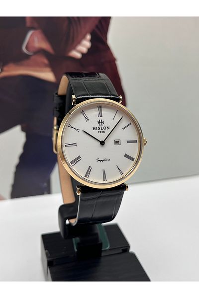 Hislon Classic Leather Strap Men's Wristwatch 3 Atm Waterproof