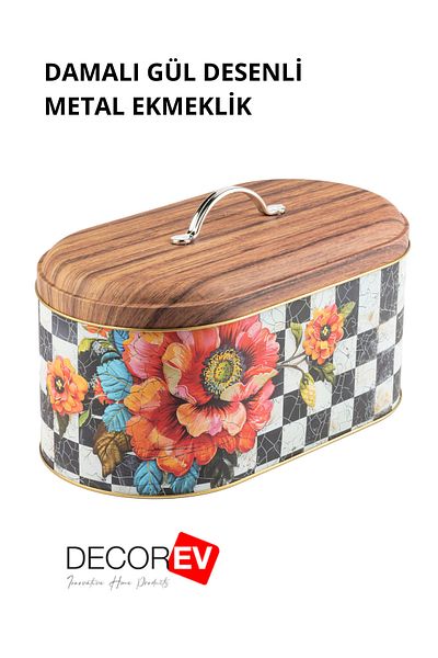decorev Floral Patterned Metal Bread Bowl