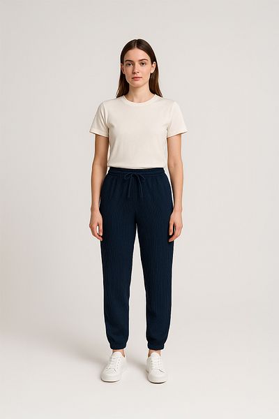 HNX Cotton Corded Women's Pajama Bottoms with Elastic Legs