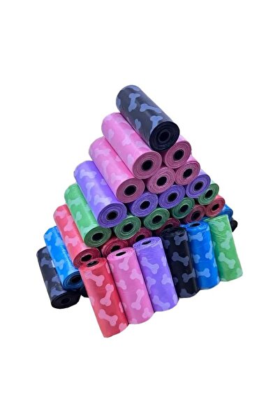 sanal trend 8 لفات 120 قطعة من أكياس البراز للقطط والكلاب مع نمط مخالب للحيوا...