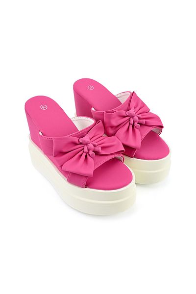 Tmall Women's Casual Slippers, With Platform, Made of Eco-Leather, SA18, Fuchsia