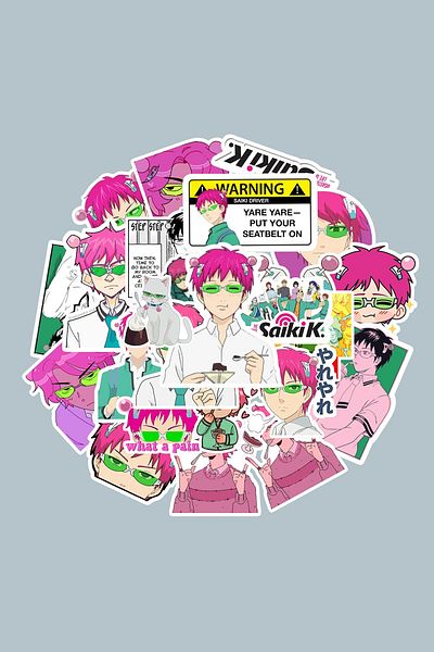 dadi ramba Saiki Kusuo Sticker Pack -Bullet Journal- Agenda -Laptop Label Sticker