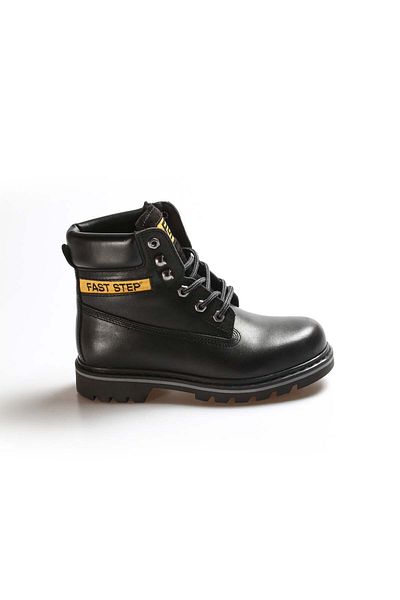 FAST STEP Genuine Leather Black Women's Worker Boots 938sga50