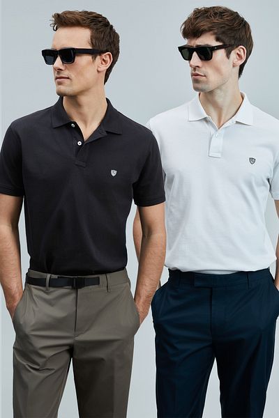 Lufian With Logo Cotton Comfort Fit Buttoned Polo Collar 2'Li t Shirt Men t Shirt 111040206S2