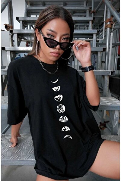 TekTarzz Tricou Unıex Moon Phases cu design imprimat