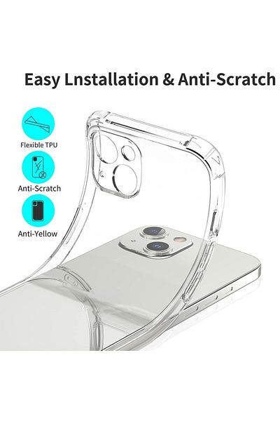 SKYDDAR INNOVATION Case for iPhone 16, Shockproof Clear from Silicone Slim, Transparent, sticker set