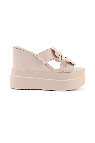 Tmall Women's Casual Slippers, With Platform, Made of Eco-Leather, SA18, Beige