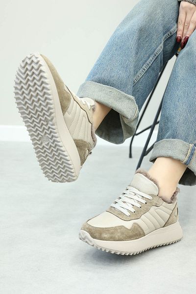 FAST STEP Γυναικεία παπούτσια casual από γνήσιο δέρμα και γούνα 136KZA901-1