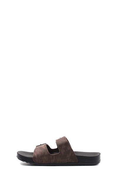 FAST STEP Παντόφλες Unisex Καφέ Ανατομική Σόλα Διπλές Ζώνες Καθημερινές Άνετες Παντόφλες Εξωτερικού Σπιτιού 001mahawaı