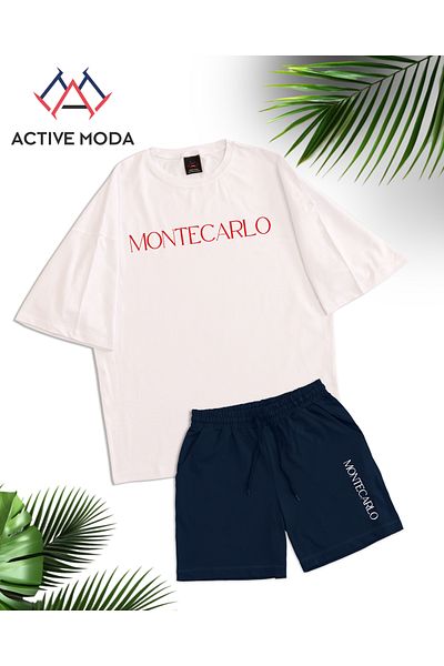 ACTIVE MODA -Men's Short Sleeve Tshirt-Shorts Cotton Lobster Printed