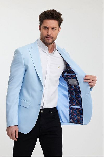 Savira Ανδρικό SlimFit Blue Polyviscon Jacket - Drop 6 Χρώματα