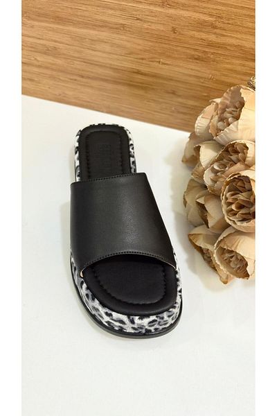 Sinem Çeyiz Efsun 2128 women's leopard patterned thick sole slippers