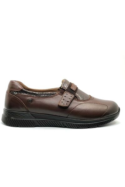 Forelli Tulip Genuine Leather Orthopedic Comfort Women's Casual Shoes Brown