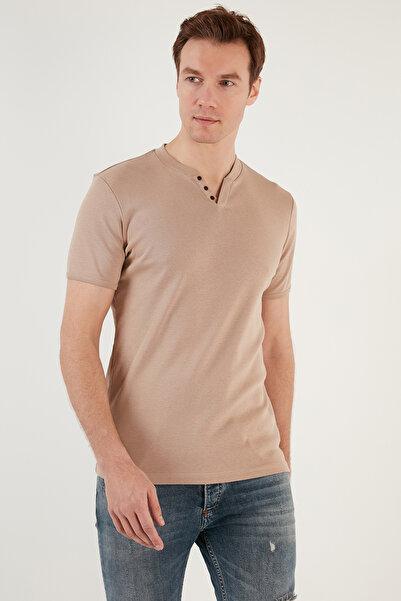 Buratti Cotton Button Detailed Slim Fit V-Neck 3 Pack t Shirt Men's t Shirts 5902122S3