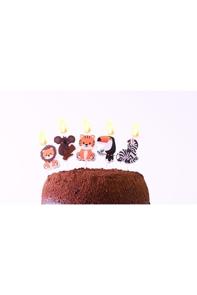 TATLI GÜNLER SAFARİ HAYVANLAR ŞEKİLLİ PASTA PASTA MUMUU 5'Lİ