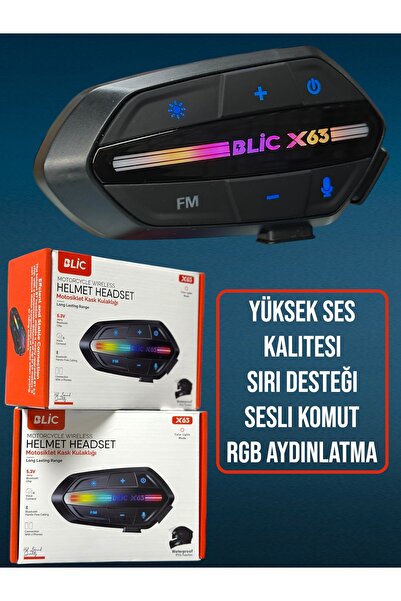 Blic X63 Telsiz Özellikli 5.3 Motosiklet Kask Bluetooth İnterkom Kulaklık Işıklı