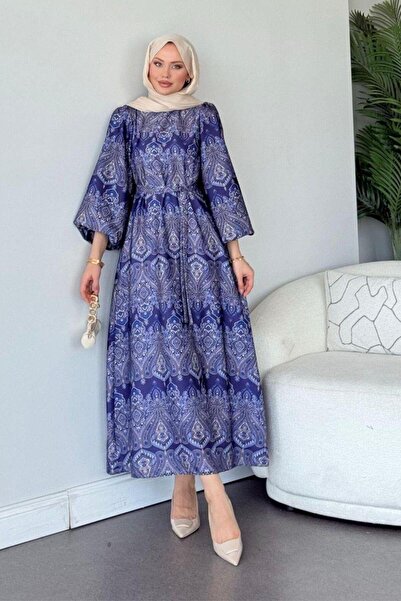 Şulemoda Giyim Μπλε φόρεμα από μαρούνι σατέν