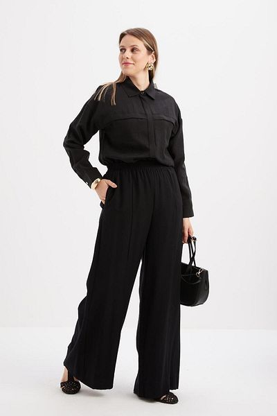 ALLDAY Women's Elastic Waist Wide Leg Pants S77129A0