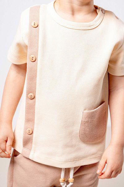 bombe Baby Kids Brown-Camel Cotton 2-Piece Set Printed First Ben Trend Fashion Bottom Top Set