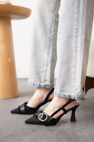 MODAADAM Pantofi cu toc Nero Denim Stone pentru damă - negri
