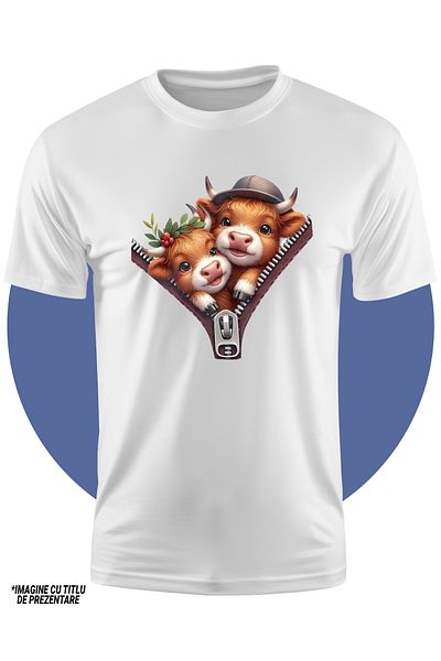StoryGift Romania Children's T-shirt with 2 bison, illustration, hat, zipper, close, friendship, crowded,