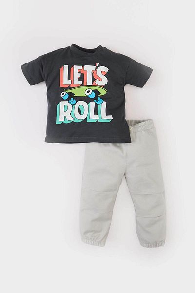 DeFacto 2-Piece Anthracite Baby Boy Top and Bottom Set E5988A5/Ar202